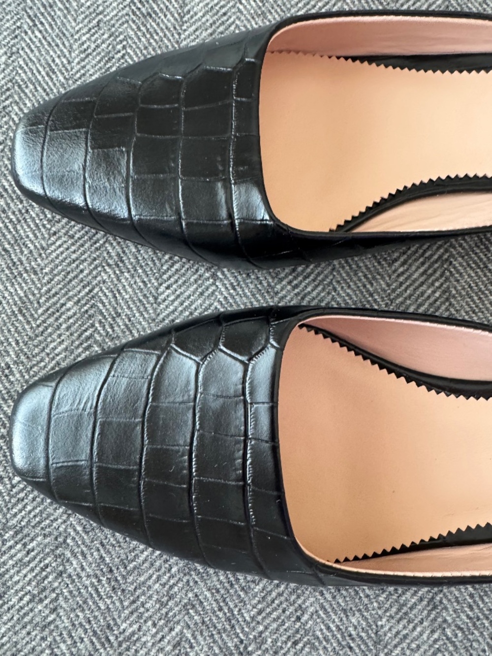 NWT, JCREW, CROC EMBOSSED LEATHER SIMPLE MULE FLAT - Picture 7 of 10